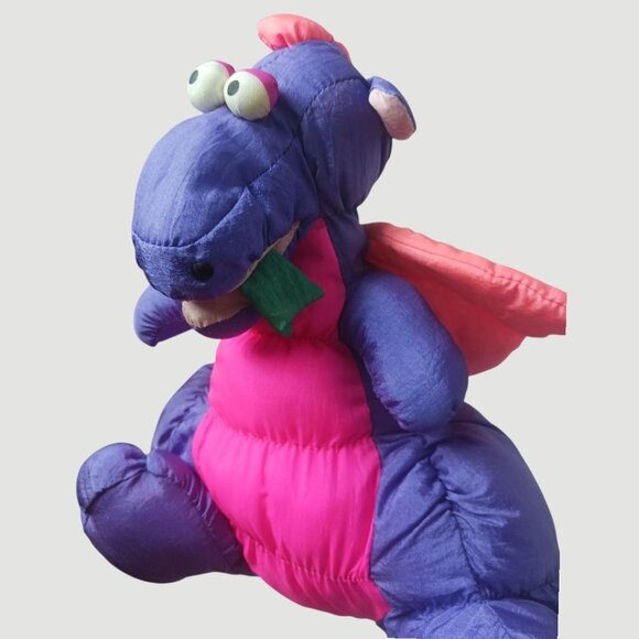 Playful pals Vtg Dragon Rare 80's Plush Toy With Wings Purple & pink - Picture 7 of 9